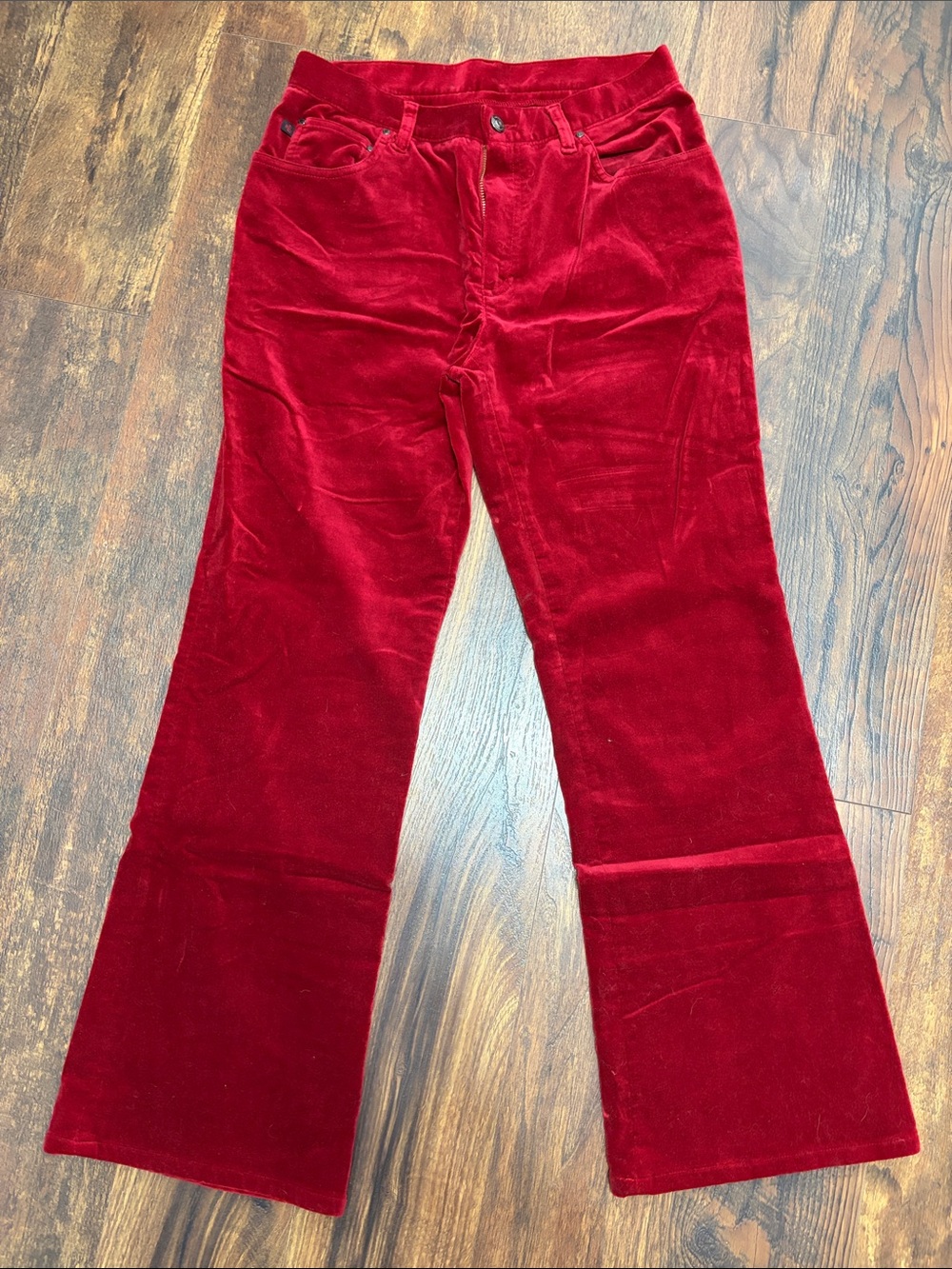 Lauren Ralph Lauren Red Velvet Flare Jeans